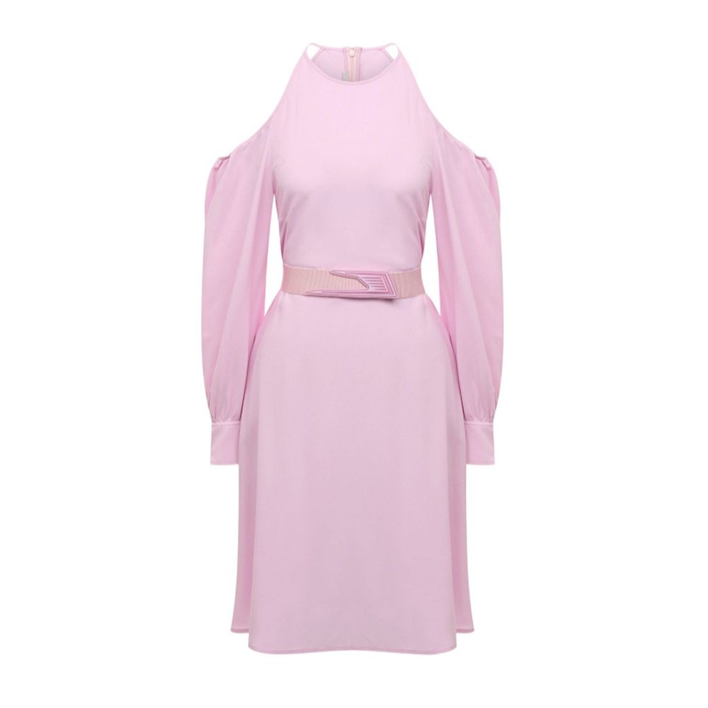 Cold-Shoulder Viscose Dress — Pink