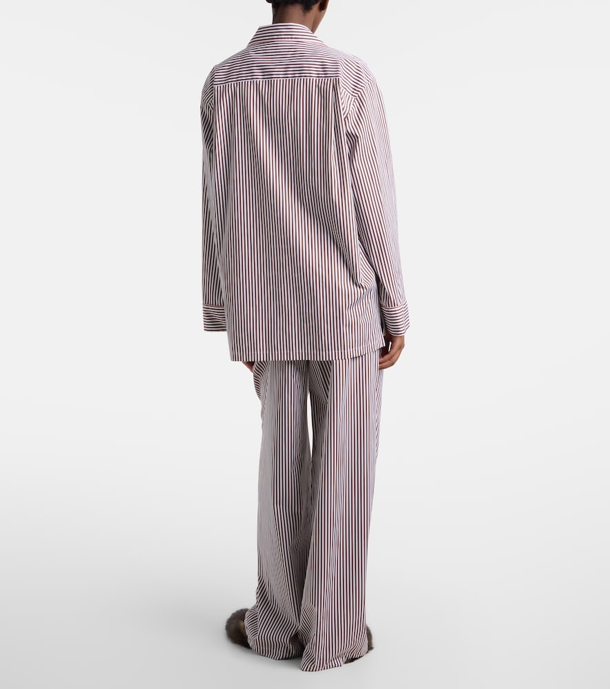 Striped cotton and silk wide-leg pants
