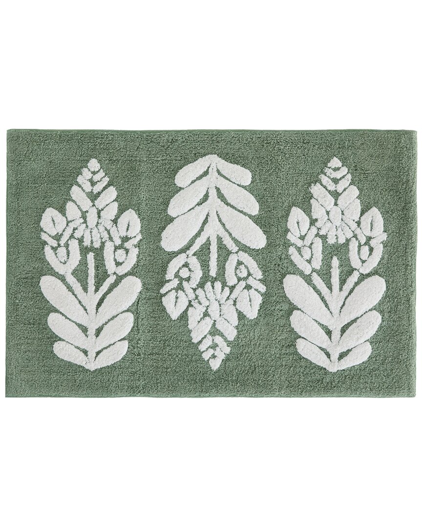 Cotton Bath Mat In Folk Leaves
