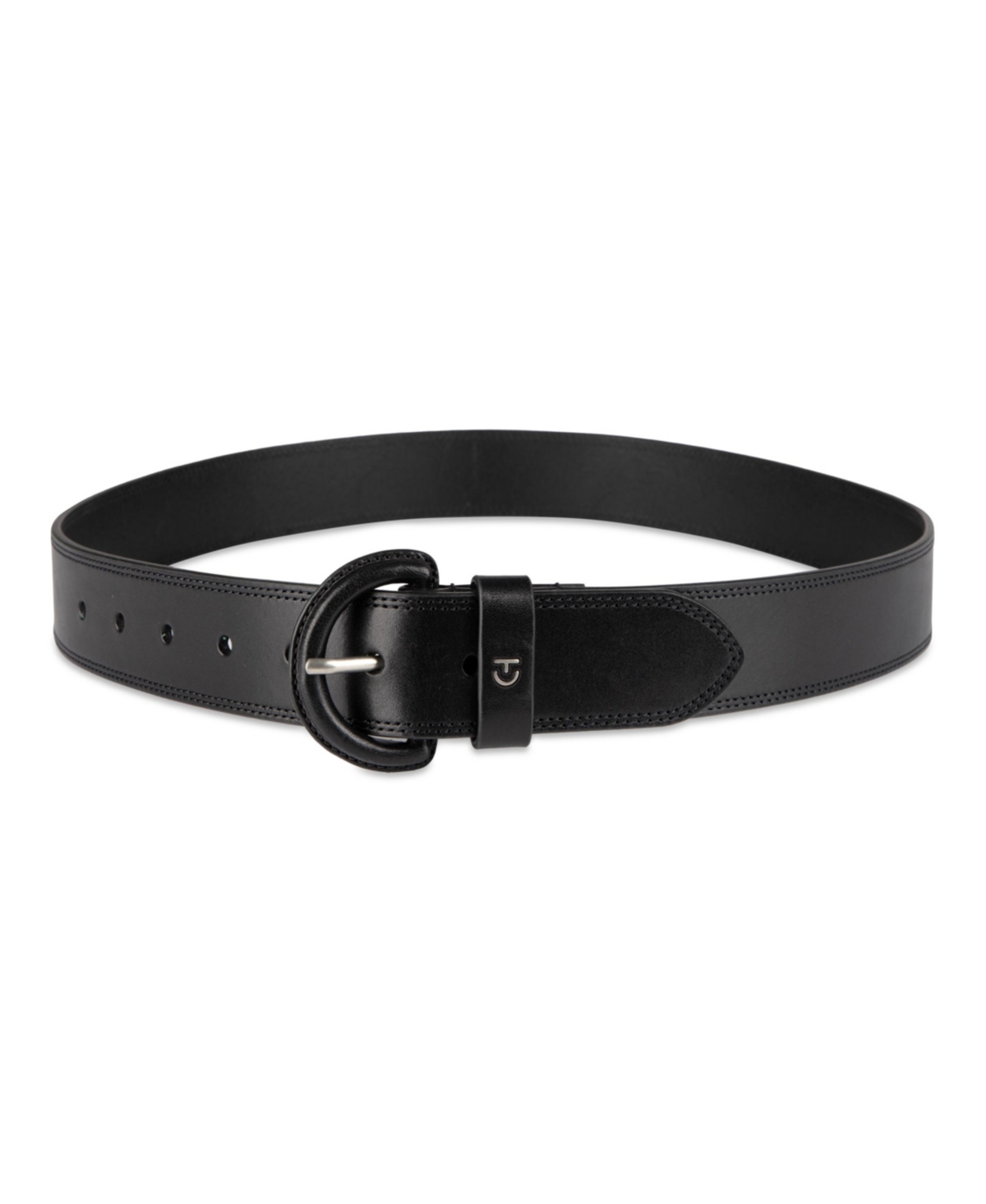 Women's Casual Leather Covered Buckle Belt - Black
