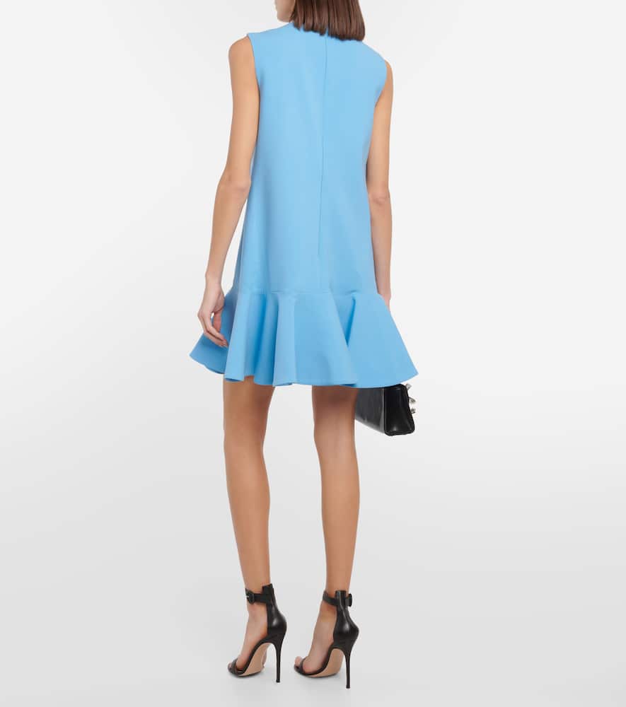 Ruffle-trimmed wool-blend minidress