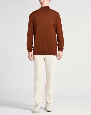 Man Turtleneck Camel Size L Merino Wool