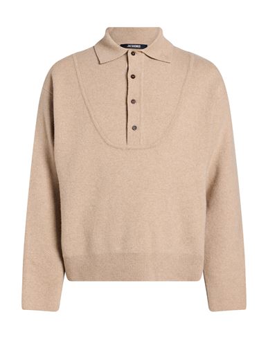 Man Sweater Sand Size L Merino Wool, Cashmere
