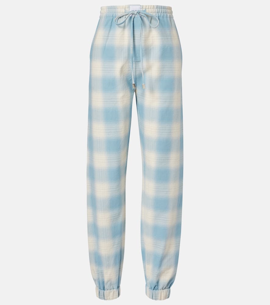 Checked cotton and wool tapered pants