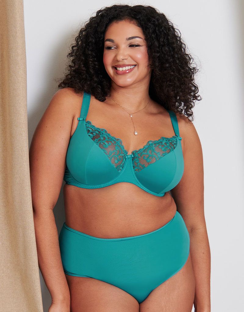 Flirtelle Swirl Balcony Bra Embroidered Underwired Lingerie In Tea