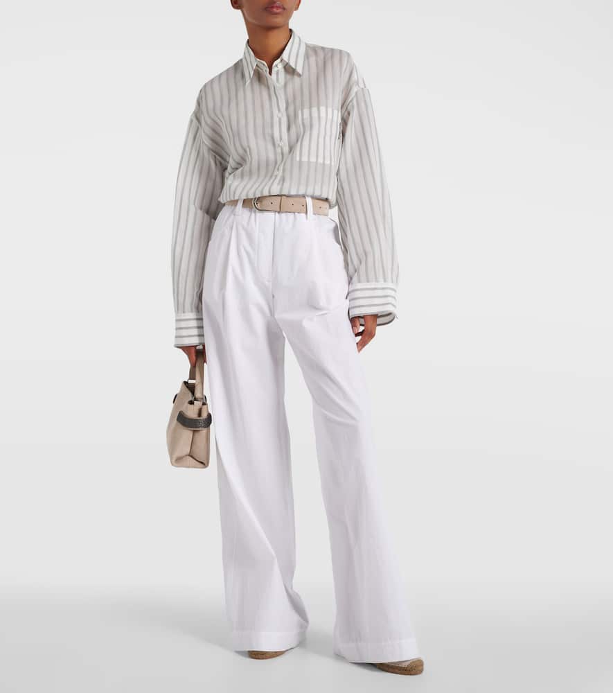High-rise cotton wide-leg pants