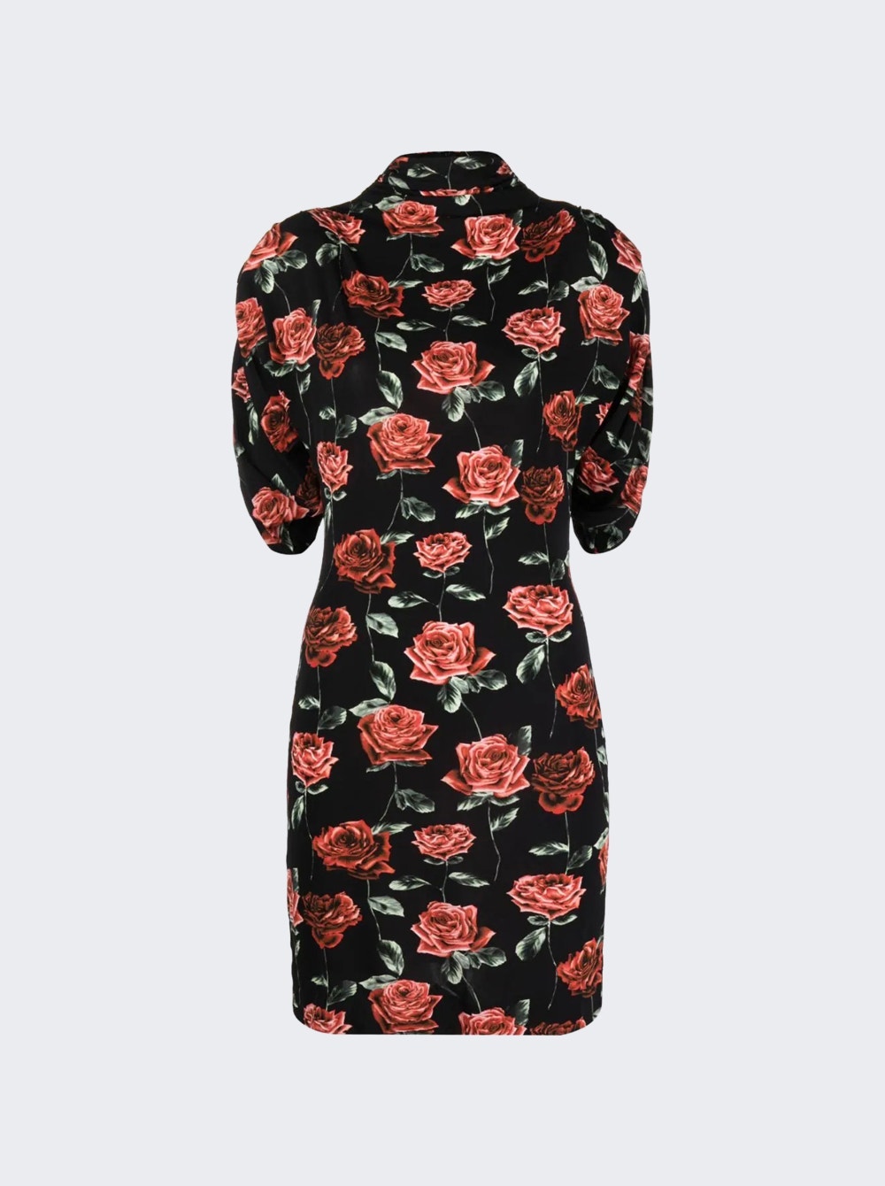 Rose-print mock-neck minidress - Black