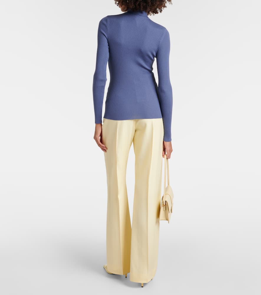 Ribbed-knit virgin wool turtleneck top