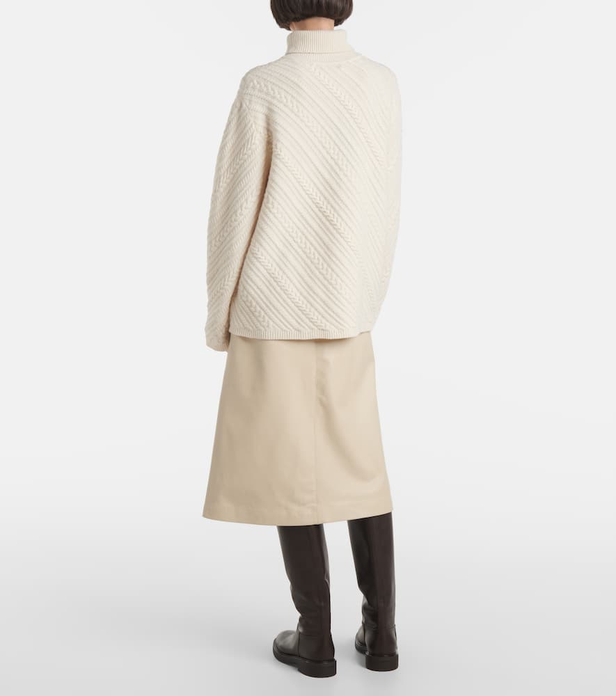 Cable-knit wool turtleneck sweater