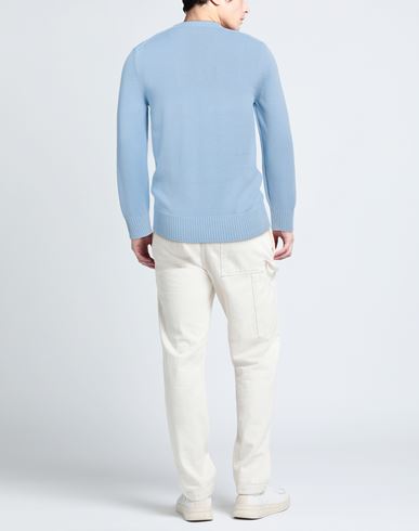 Man Sweater Light blue Size 40 Cotton