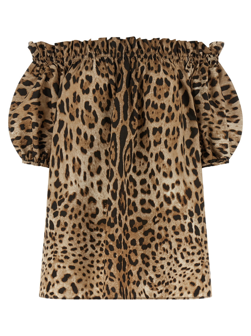 Dolce&Gabbana - off shoulder poplin top leopard print