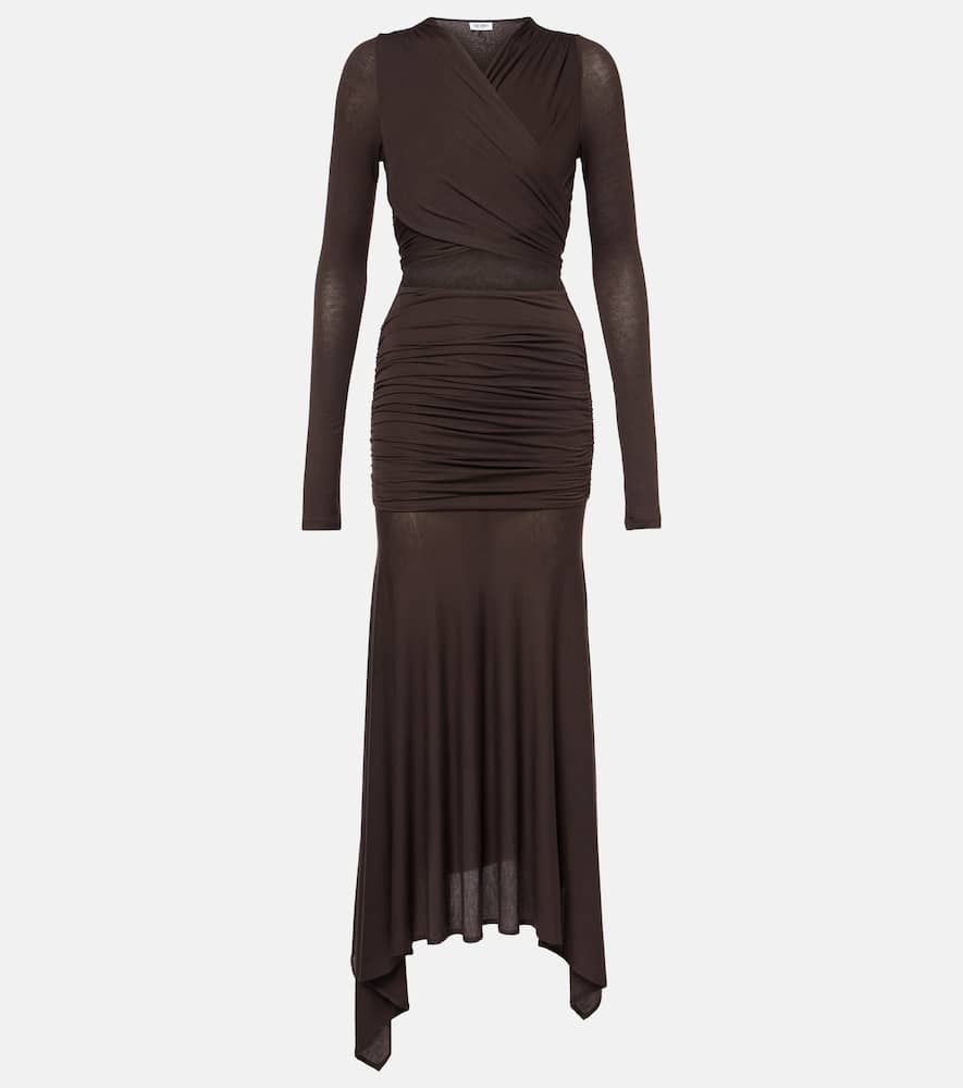 Sheer embroidered tulle midi dress