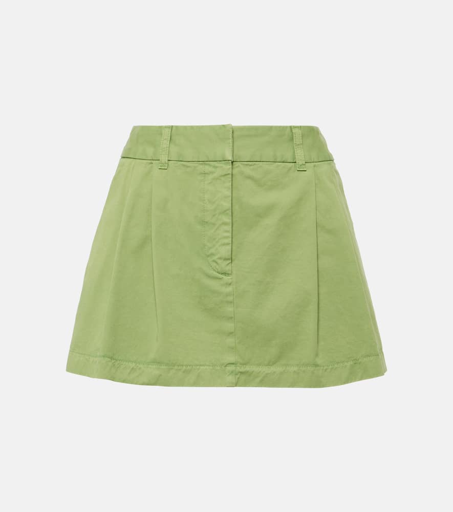 Pleated cotton miniskirt