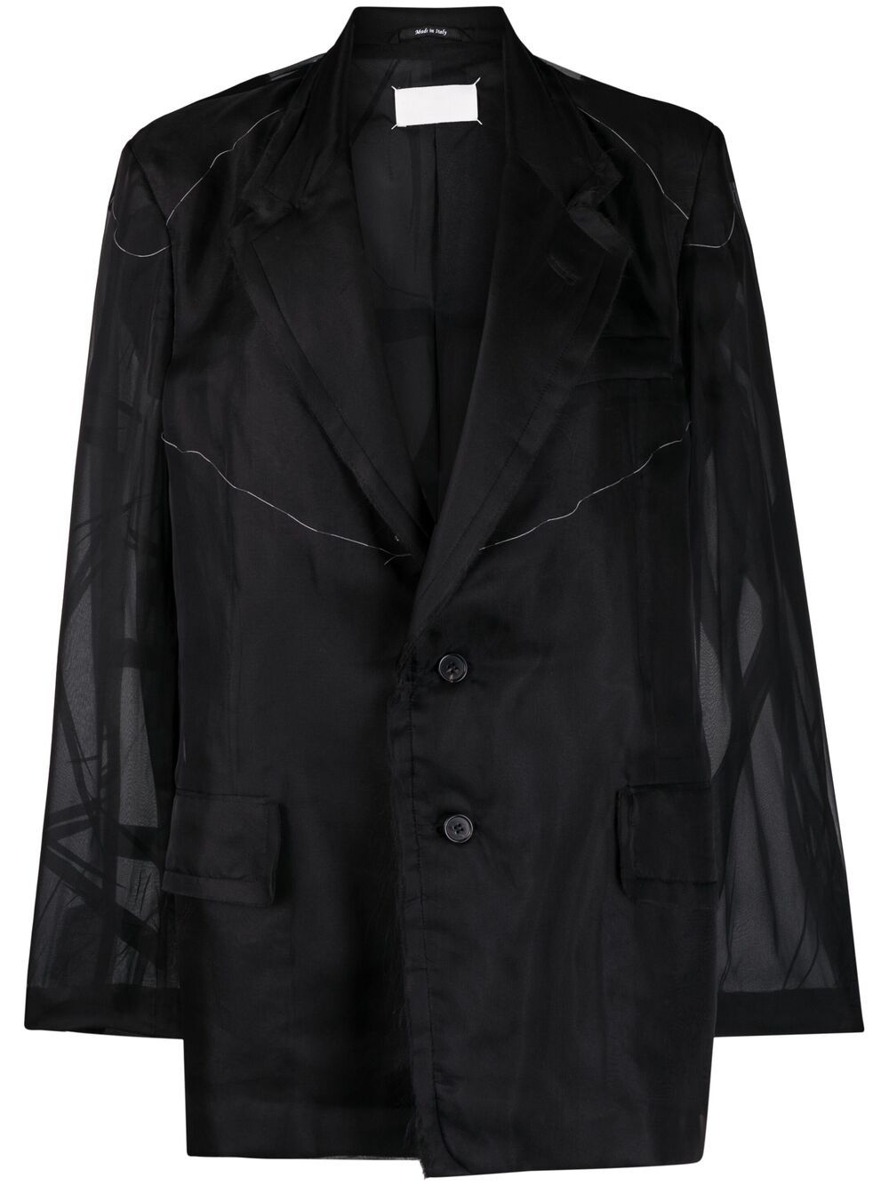 Sheer-panel single-breasted jacket - Black