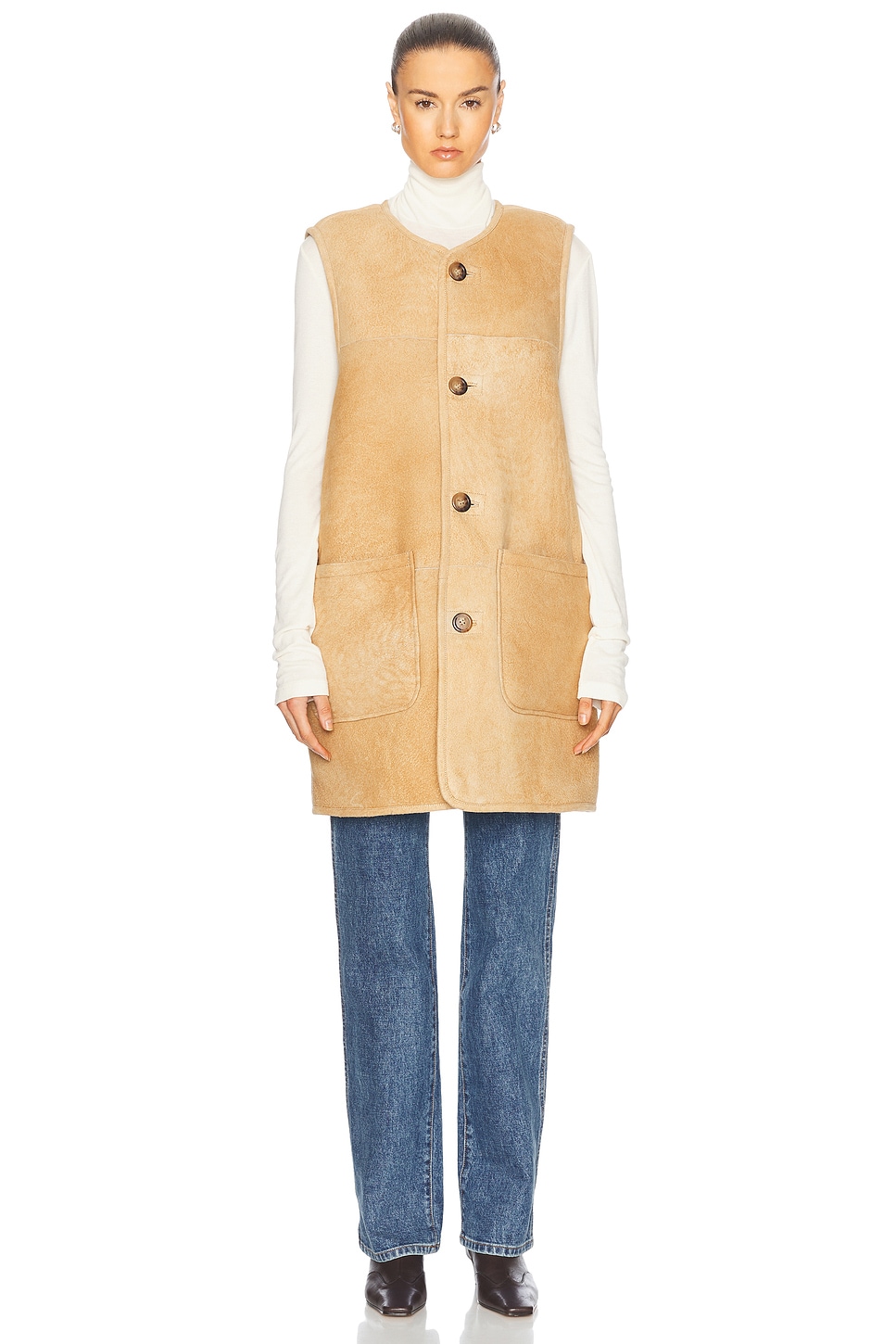 Polo Ralph Lauren Reversible Sherpa Shearling Vest in Tan