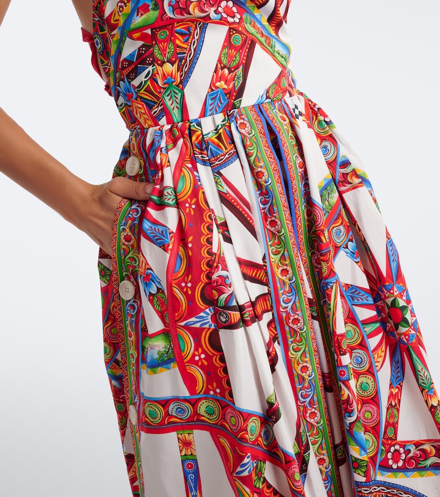Carretto gathered cotton poplin midi dress