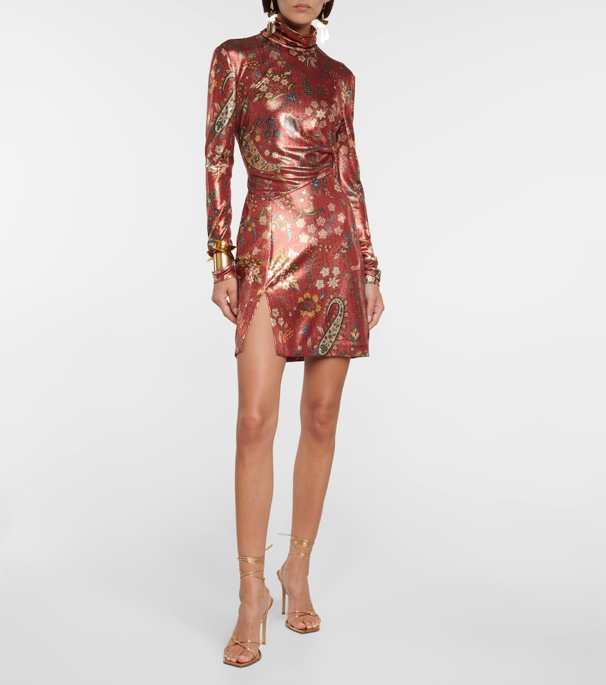 Paisley high neck minidress