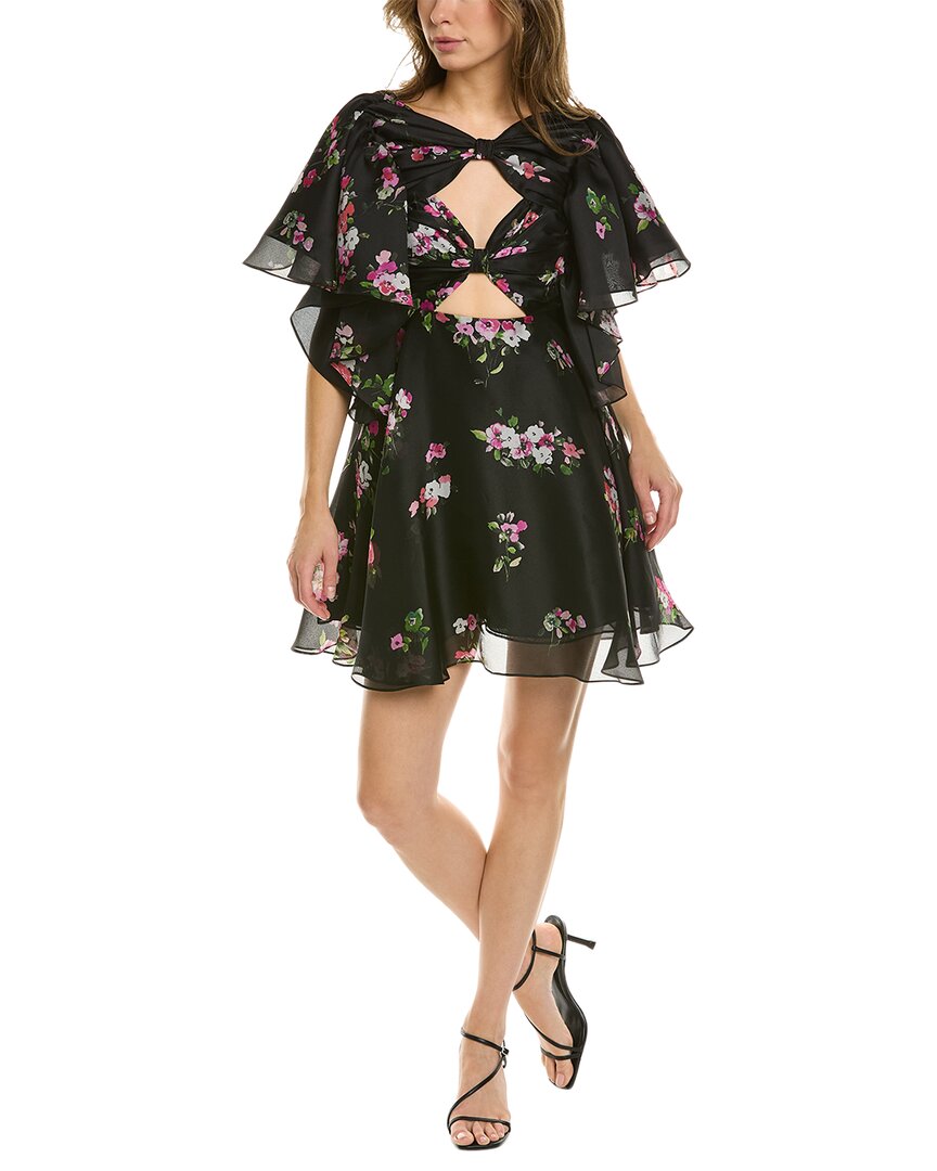 Cutout Bow Front Silk A-Line Dress