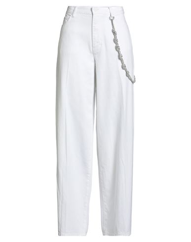Denim Woman Pants White Size 28 Lyocell, Cotton