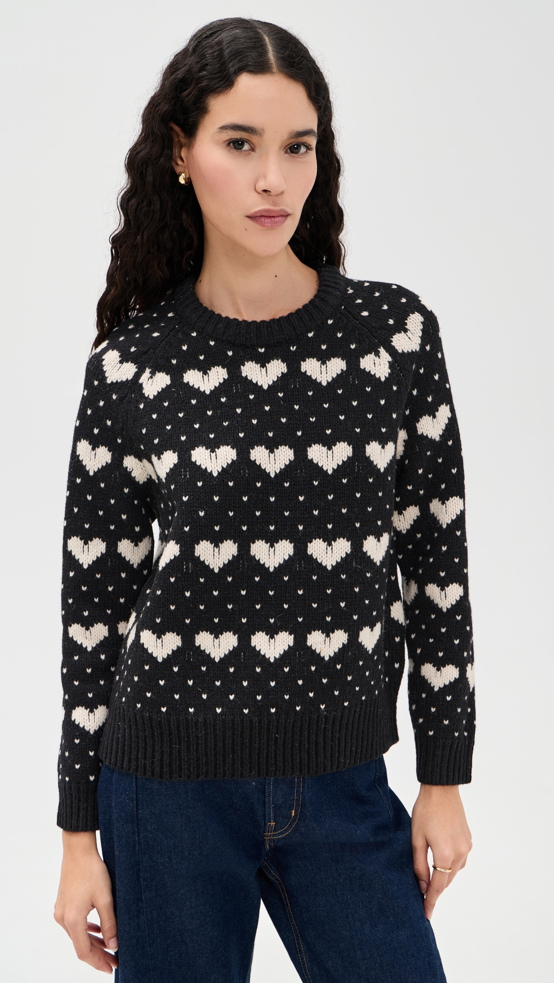 The Heart Crewneck Black w/ Pearl