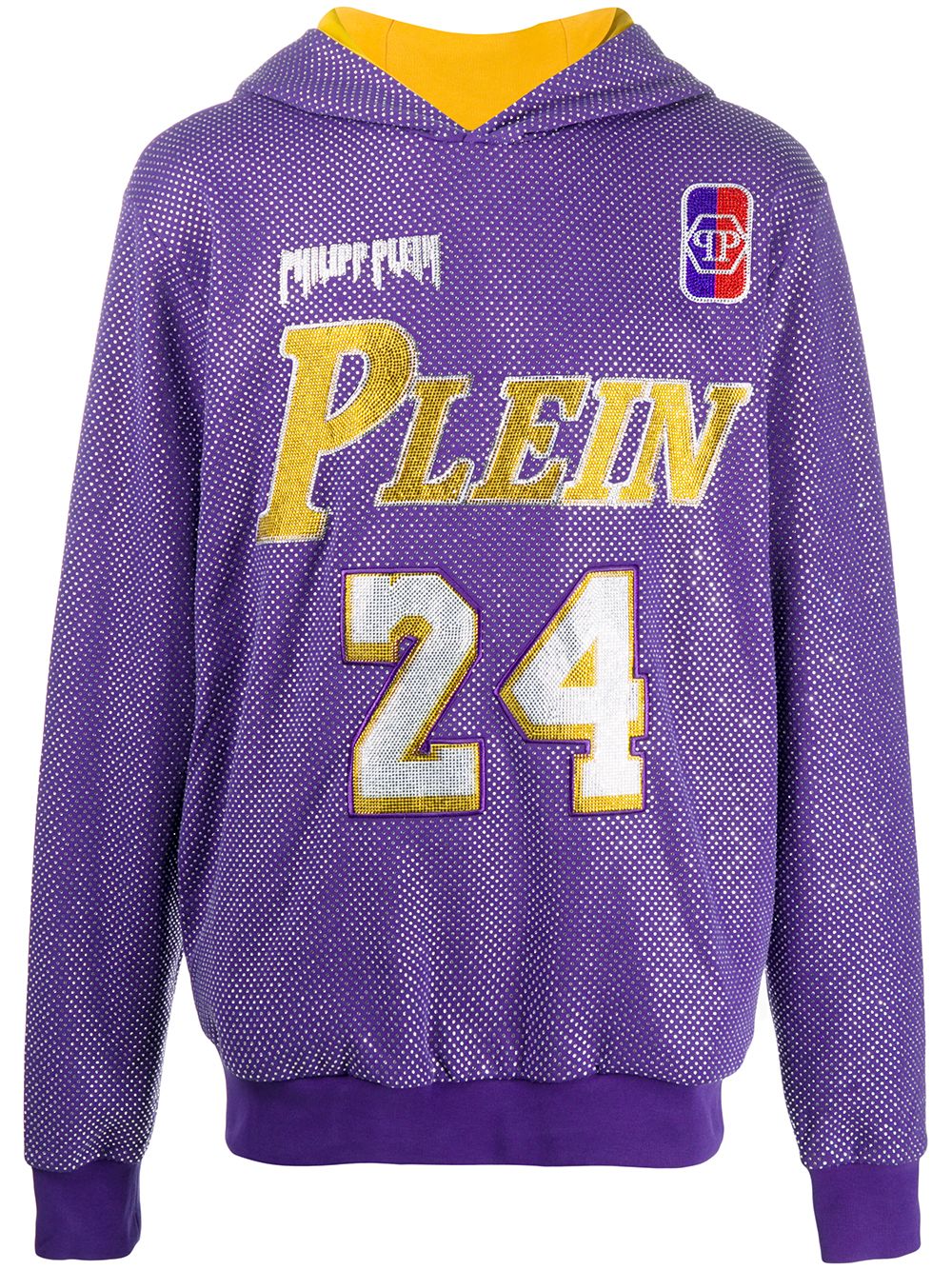 Glass-embellished bball hoodie - Purple