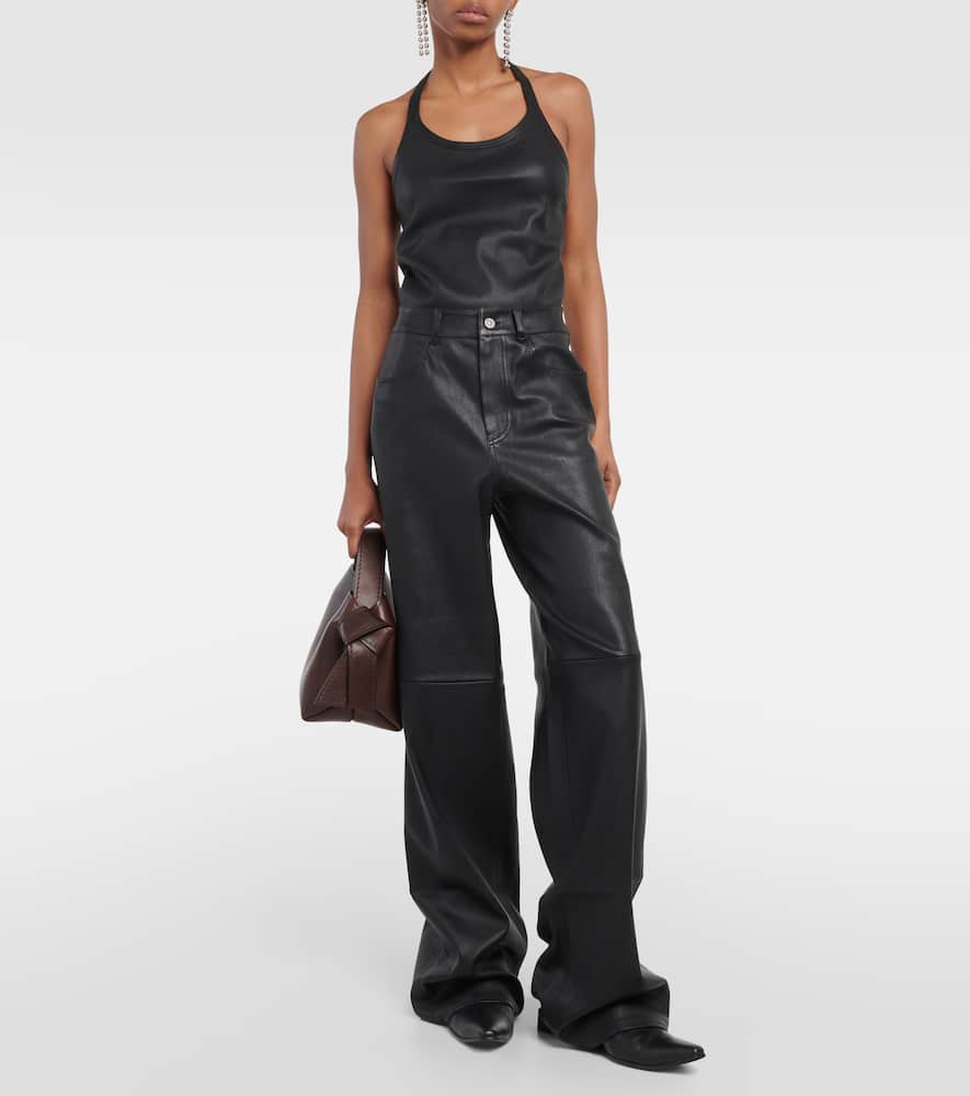 High-rise leather wide-leg pants