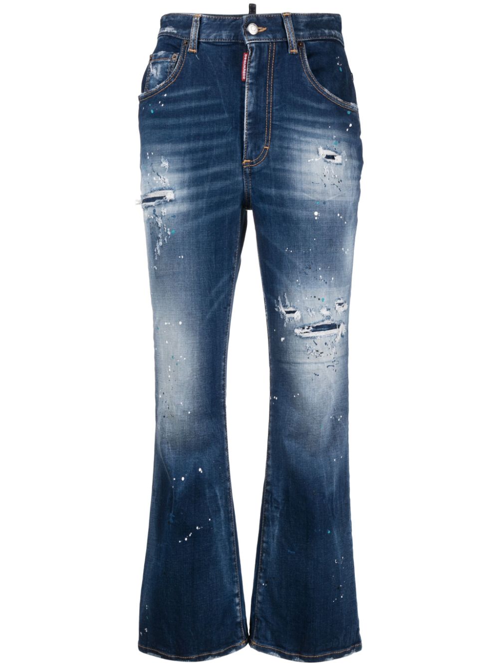 Ripped-detail flared jeans - Blue