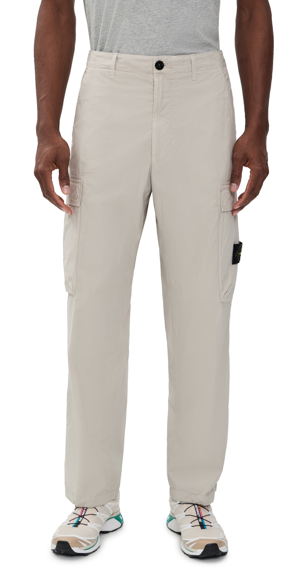 Lightweight Stretch Cotton Cargo Trousers Pearl Grey