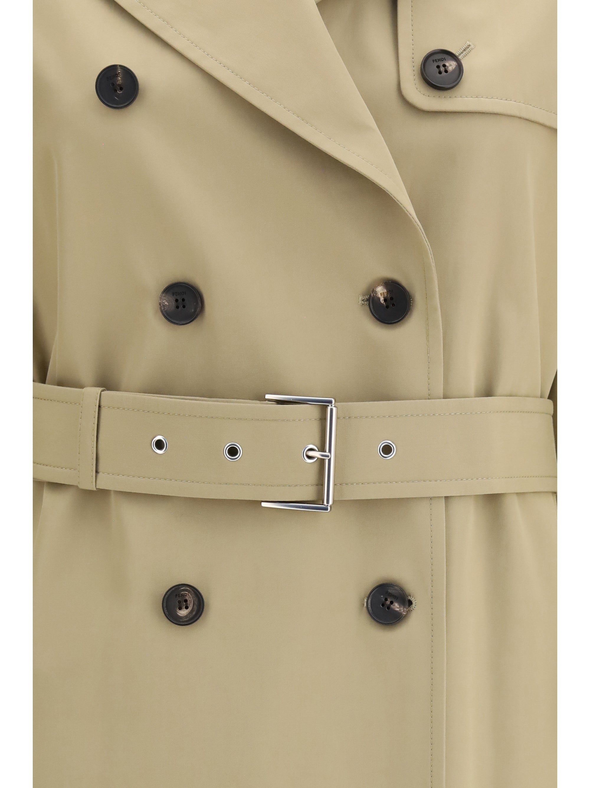 Double-Breasted Cotton Trench Coat — Beige