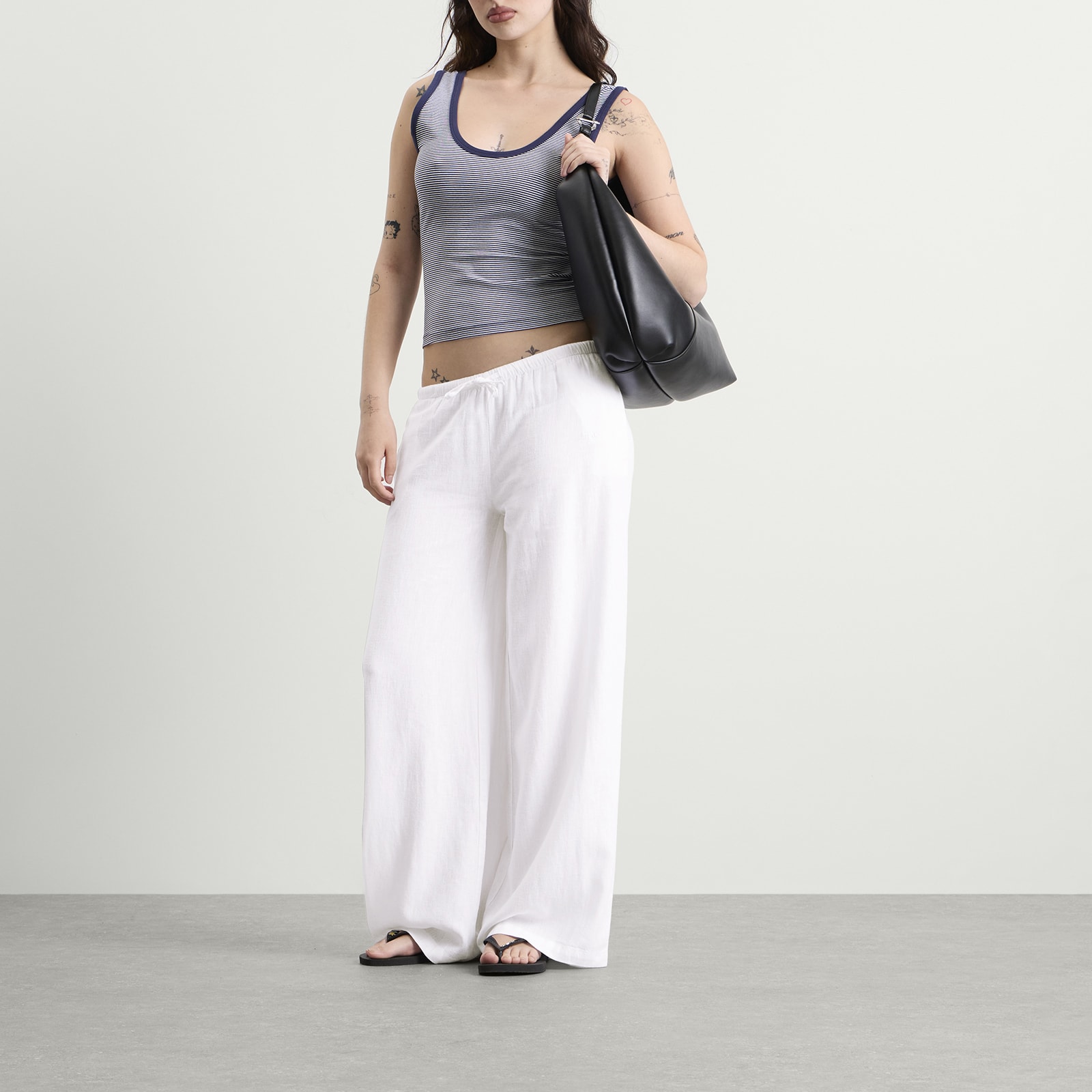 Women's Soft Linen Drawstring Trousers Ivory