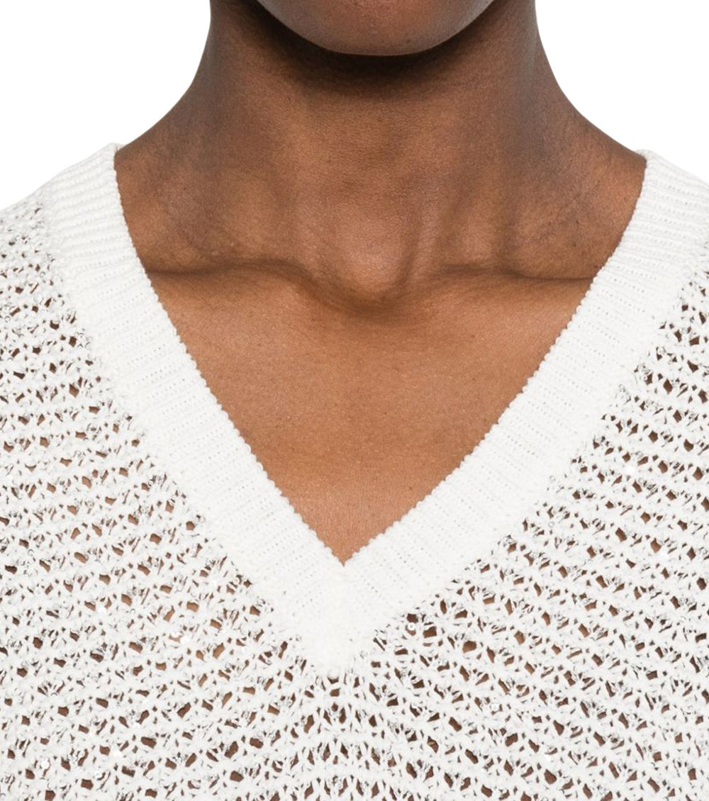 Fabiana Filippi - v neck sequin knit short sleeve top