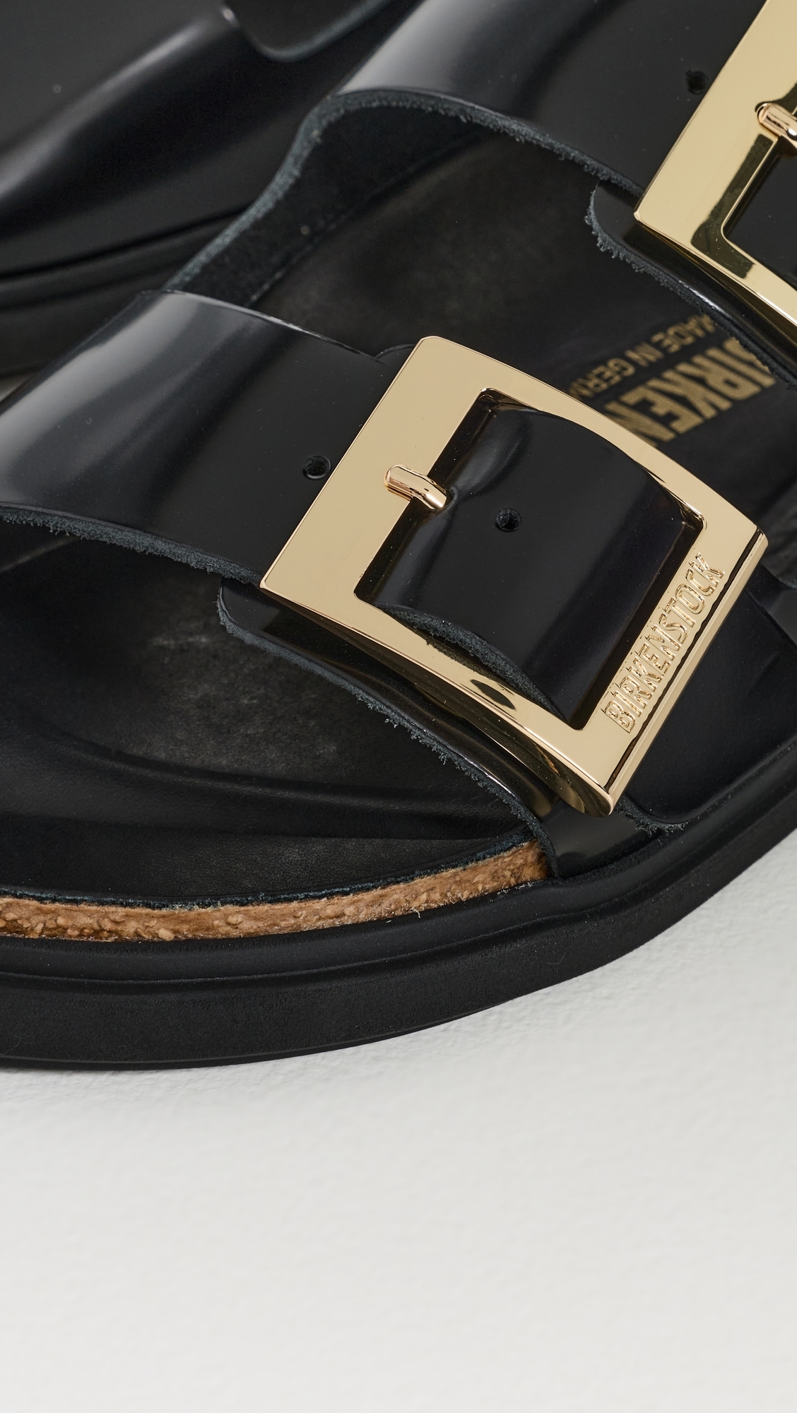 Arizona Droplet High Shine Sandals Black