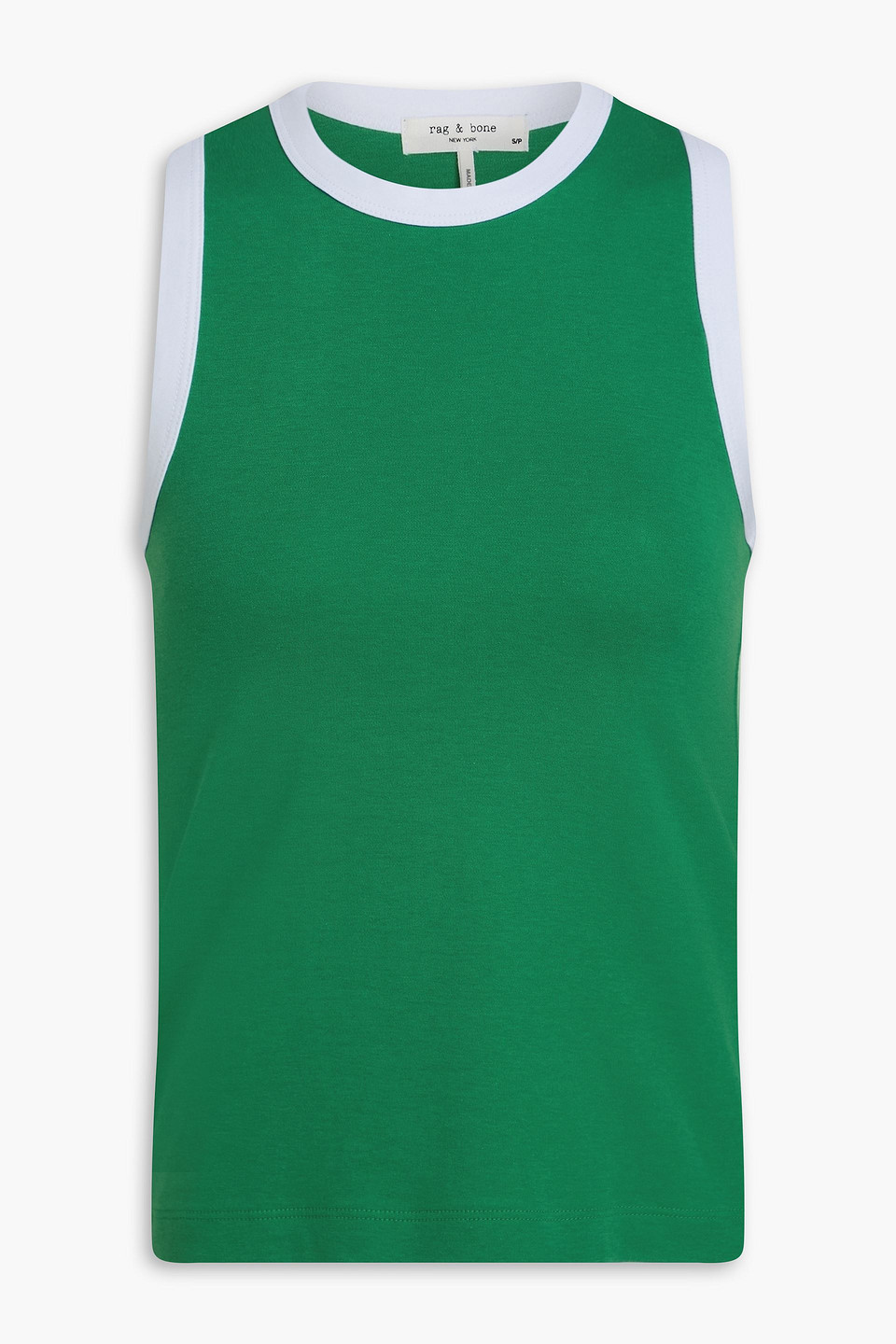 Mia Pima cotton-jersey tank - Green - XS