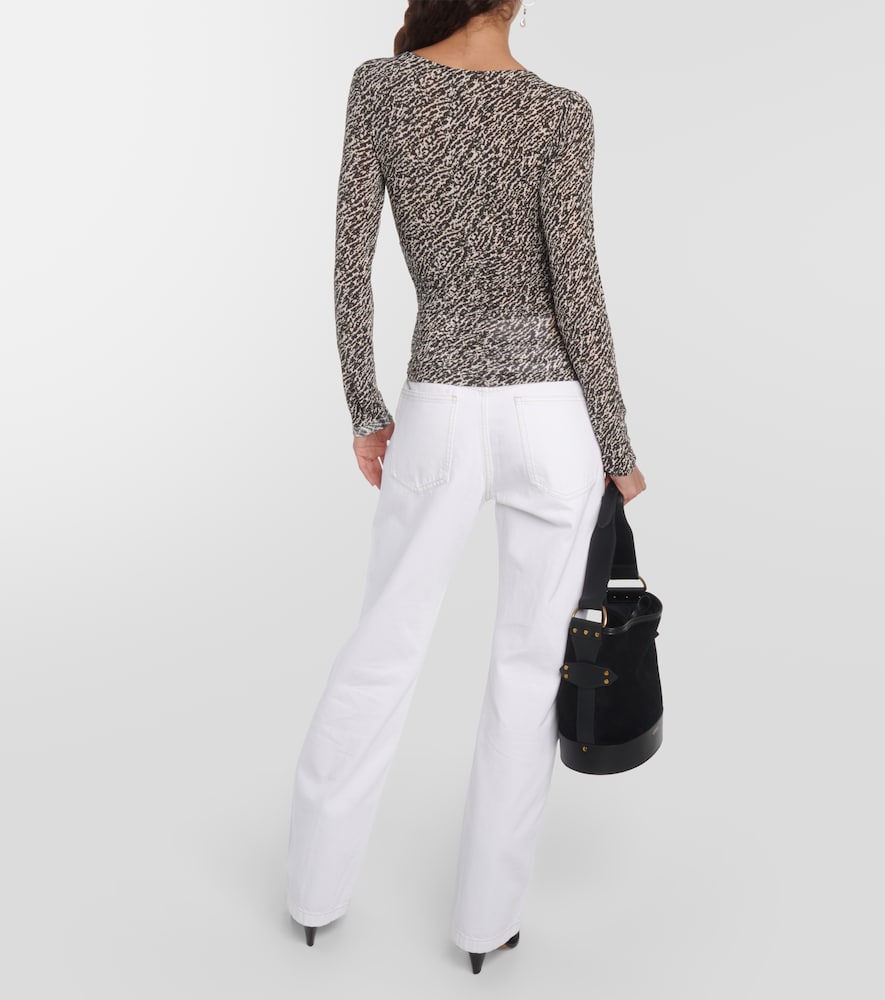 Laura printed ruched jersey top
