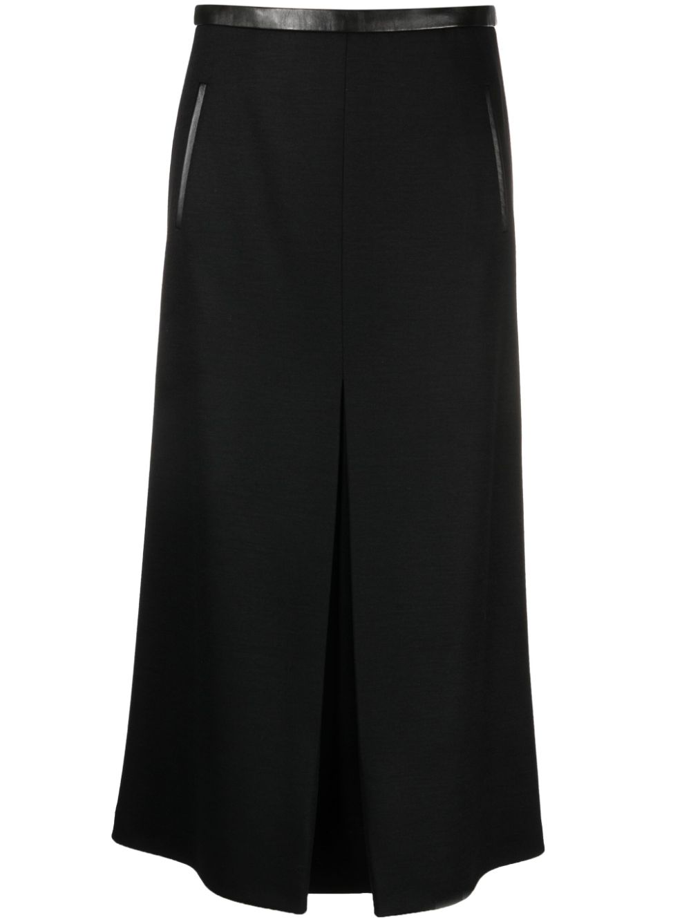 Pleat-detail wool-blend midi skirt - Black