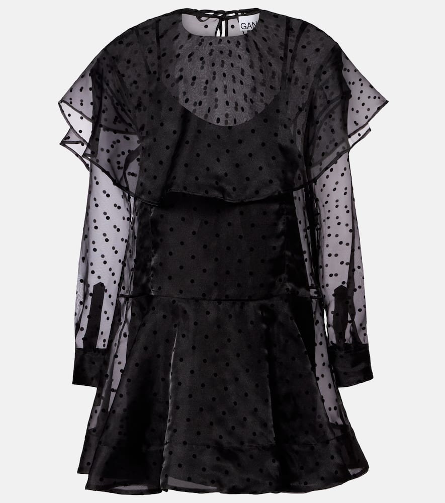 Polka-dot organza minidress