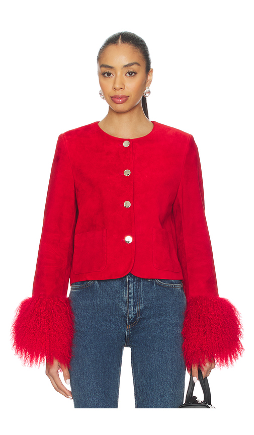 Susanna Chow Frida Suede Jacket in Red. M. Also in