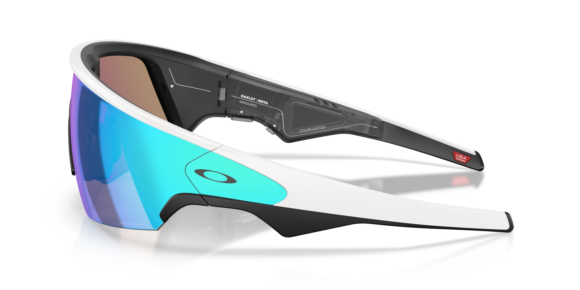 Oakley Unisex Oakley Meta OW8001 Vanguard 800106 Smart Glasses O_matter White Grey Geometric Mirrored Priz