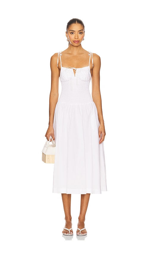 GUIZIO Lura Midi Dress in White. M. Also in