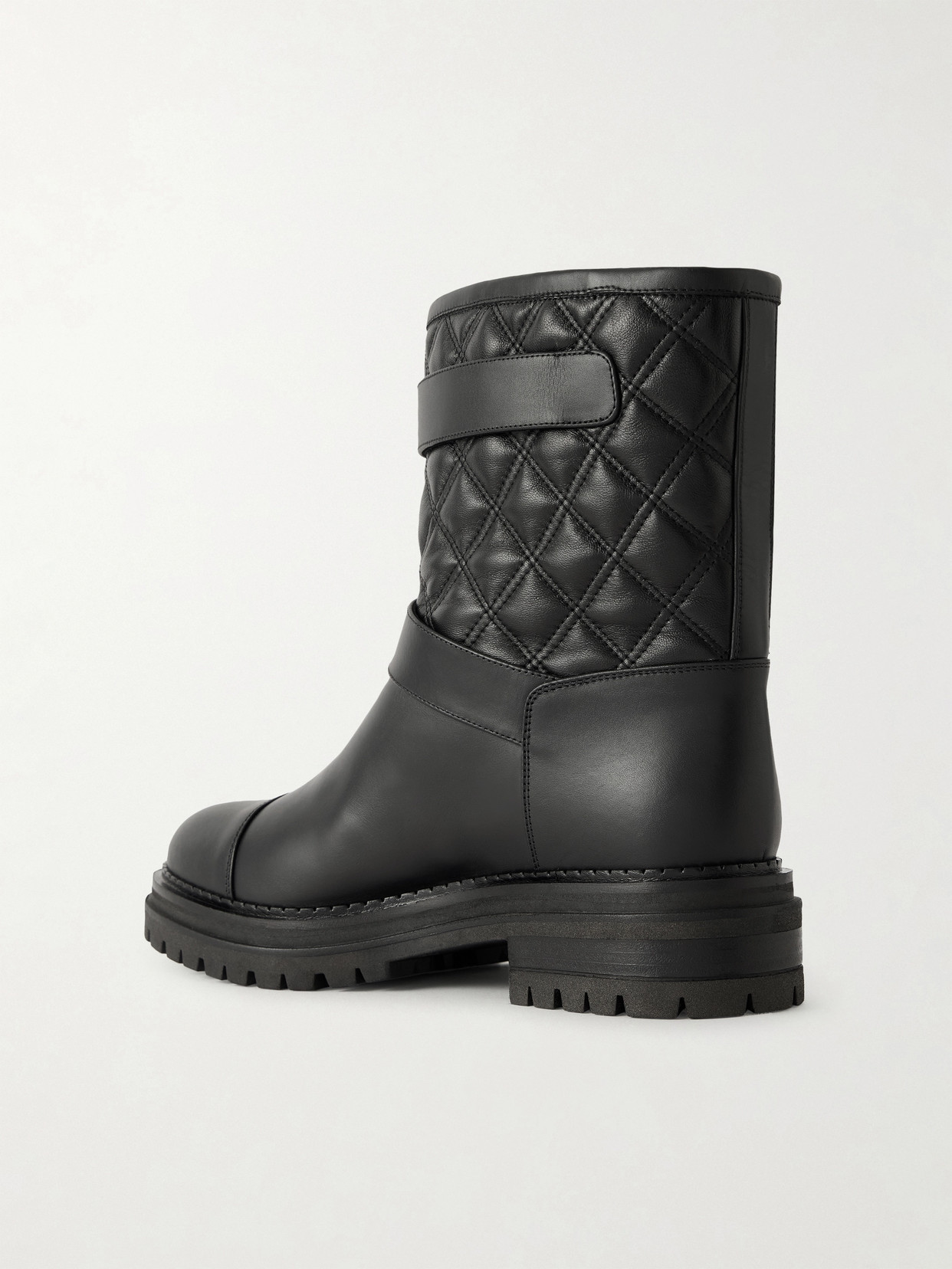 Liam Buckled Quilted Leather Ankle Boots - Black