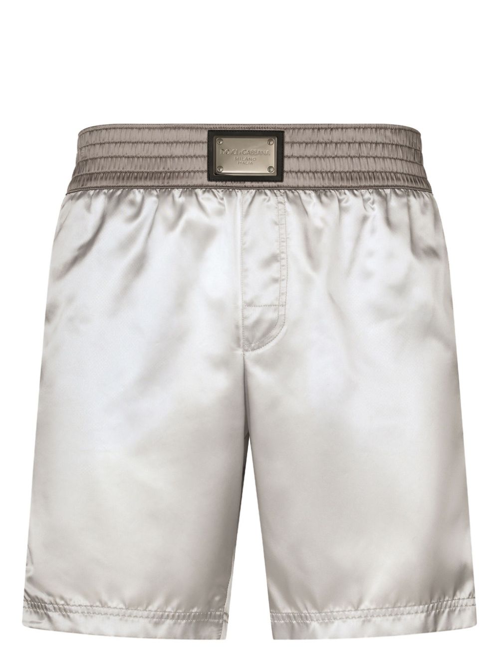 Logo-plaque satin swim shorts - Neutrals