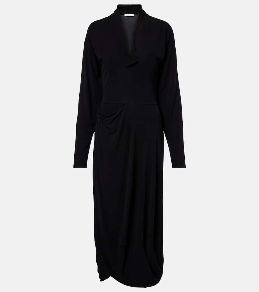 Draped crêpe jersey maxi dress