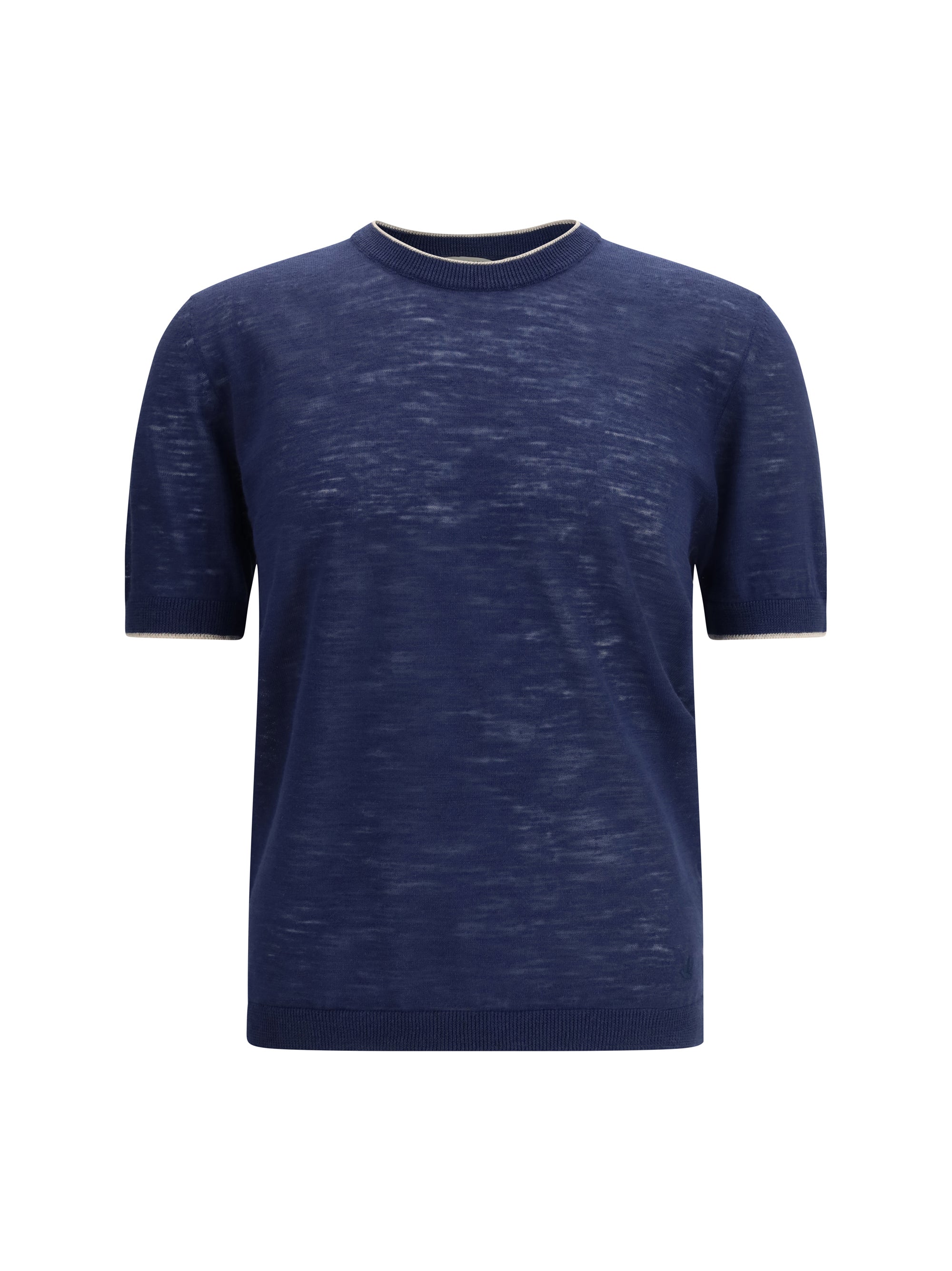 Linen Blend Crew Neck Sweater — Navy