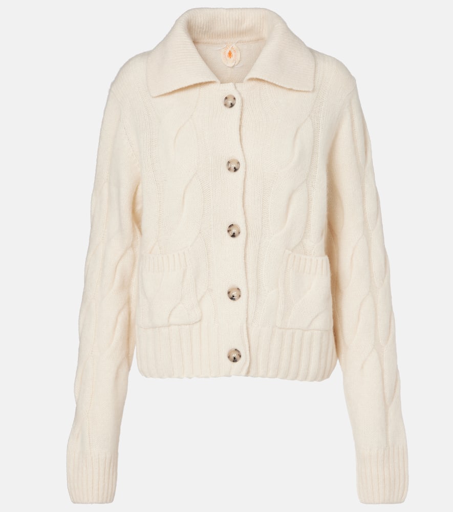 Cable-knit cashmere and silk cardigan