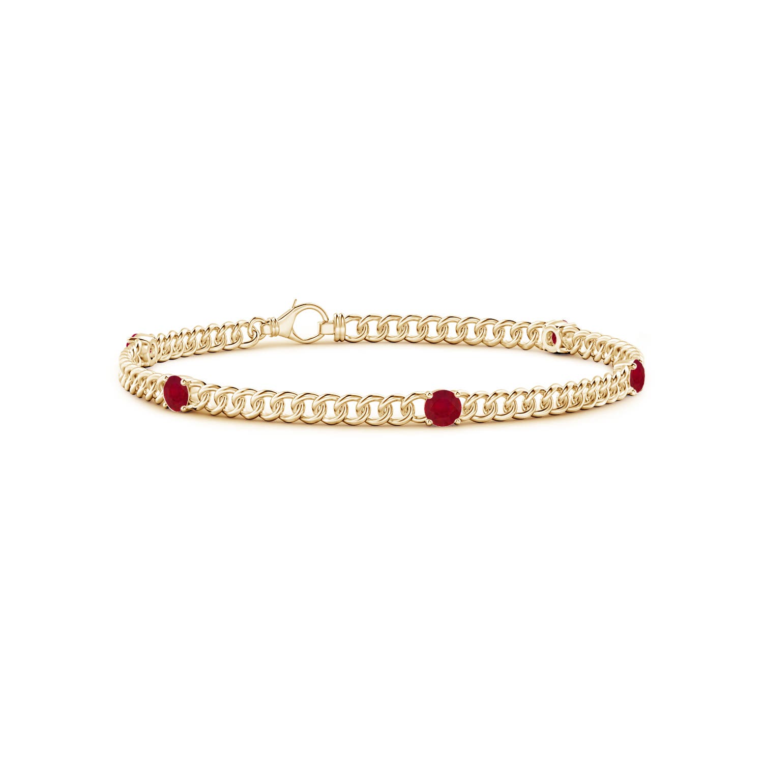 Angara 1.4 Carats Five Stone Ruby Station Bracelet in 14K Yellow Gold