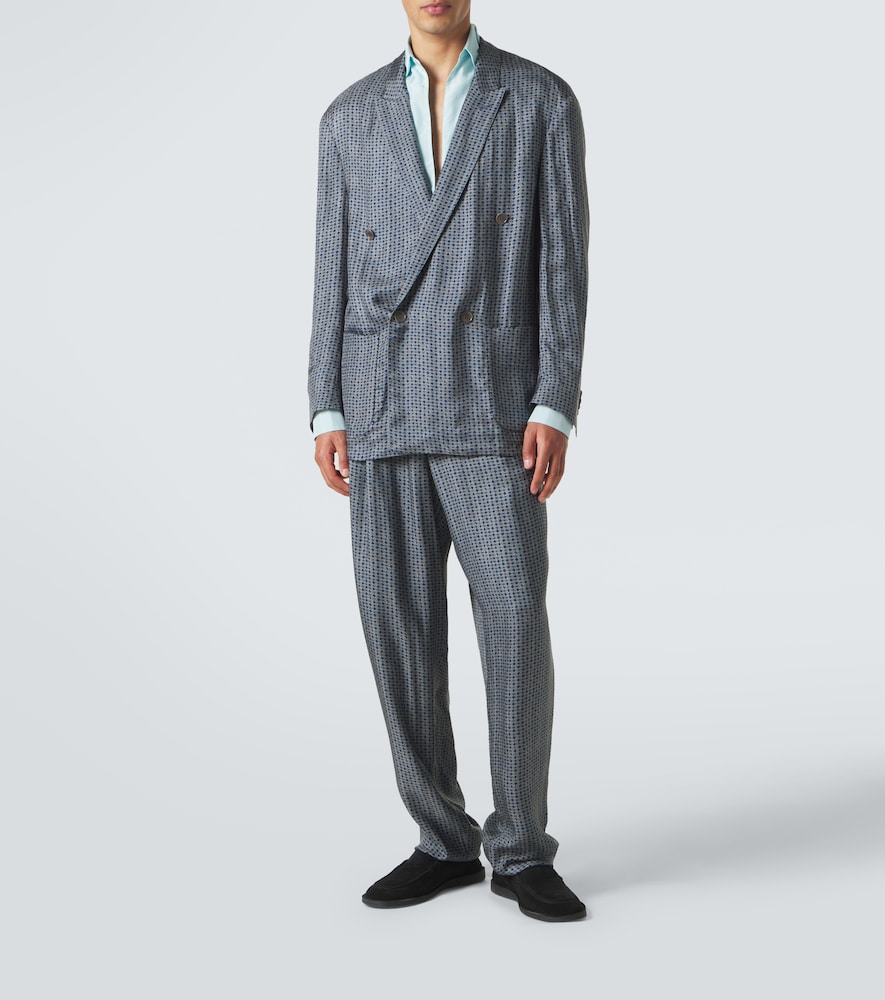 Printed double-breasted blazer