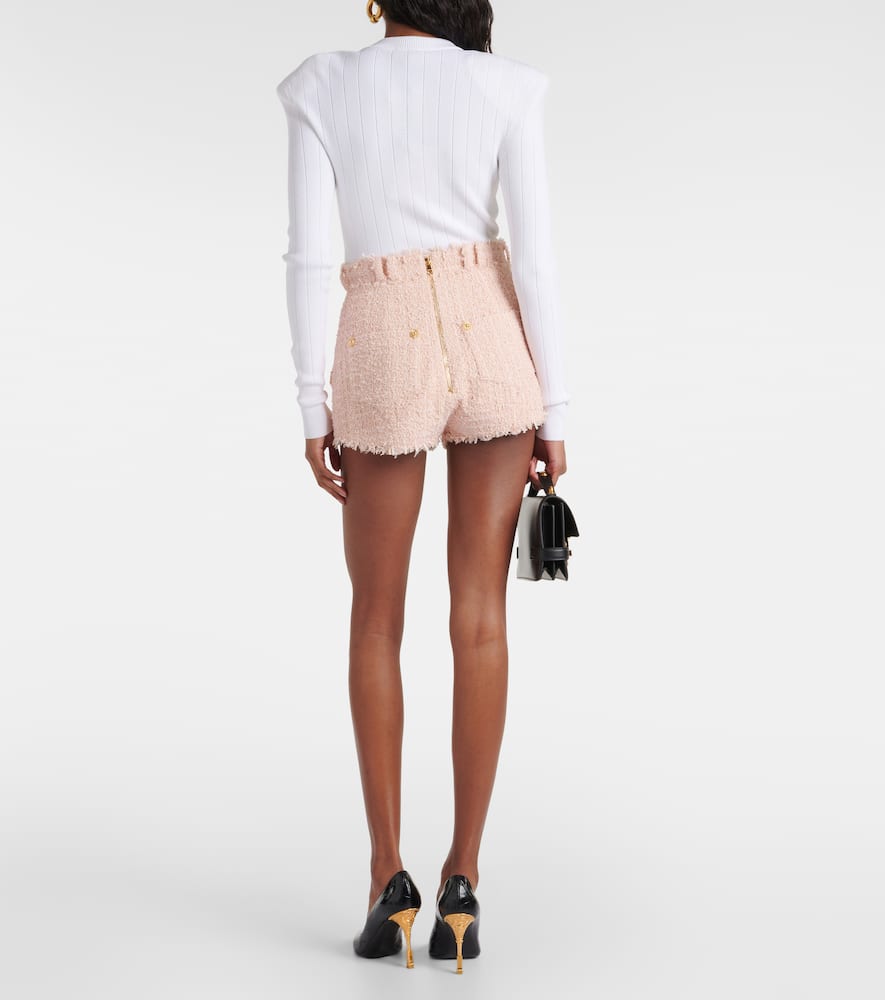 High-rise tweed shorts