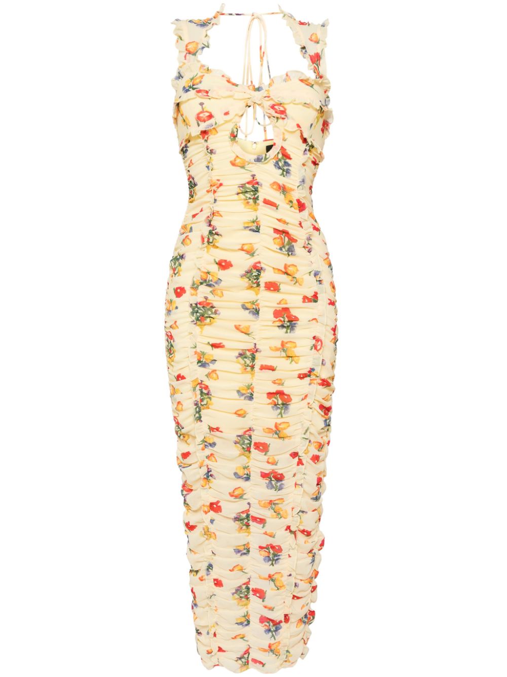Pampapato floral-print midi dress - Yellow