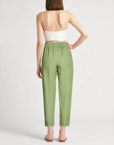 Woman Pants Military green Size 8 Linen