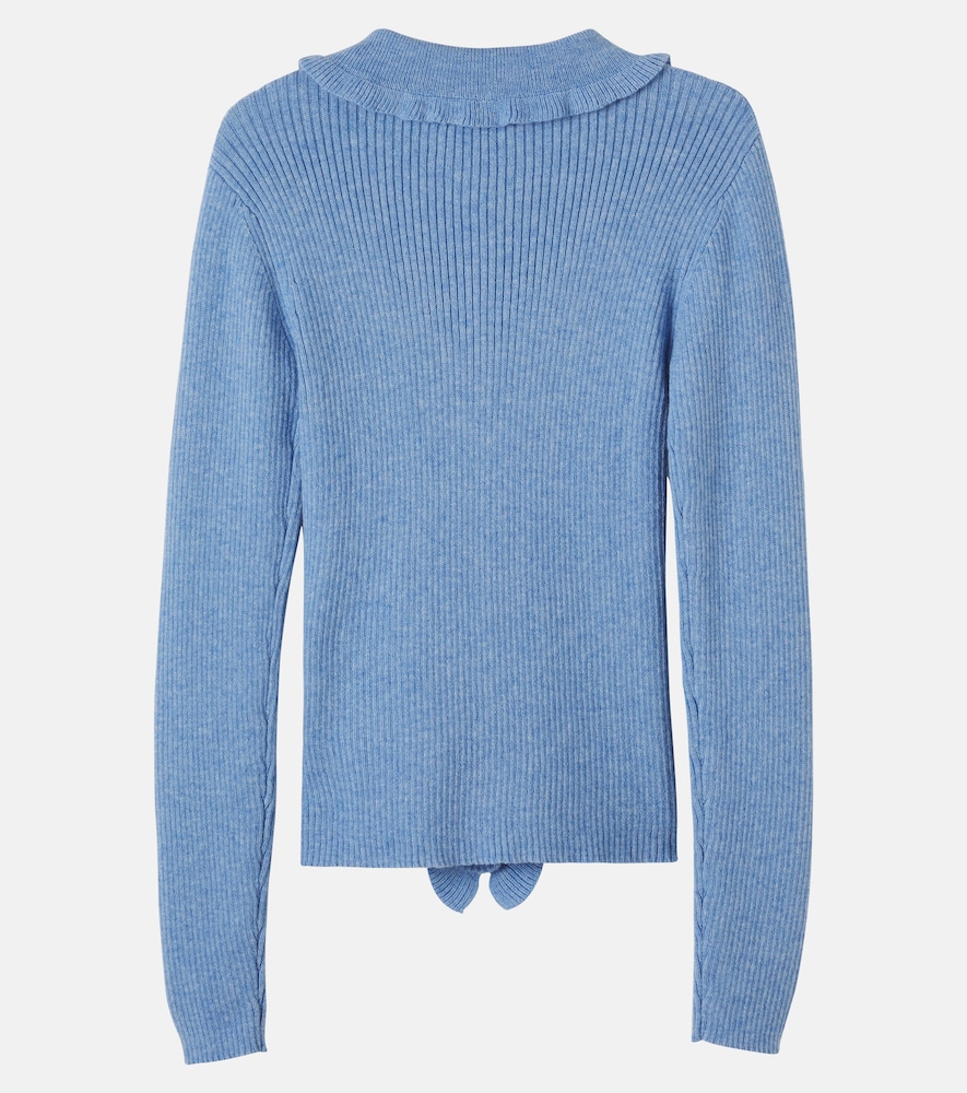 Gamora ruffled wool and cotton cardigan